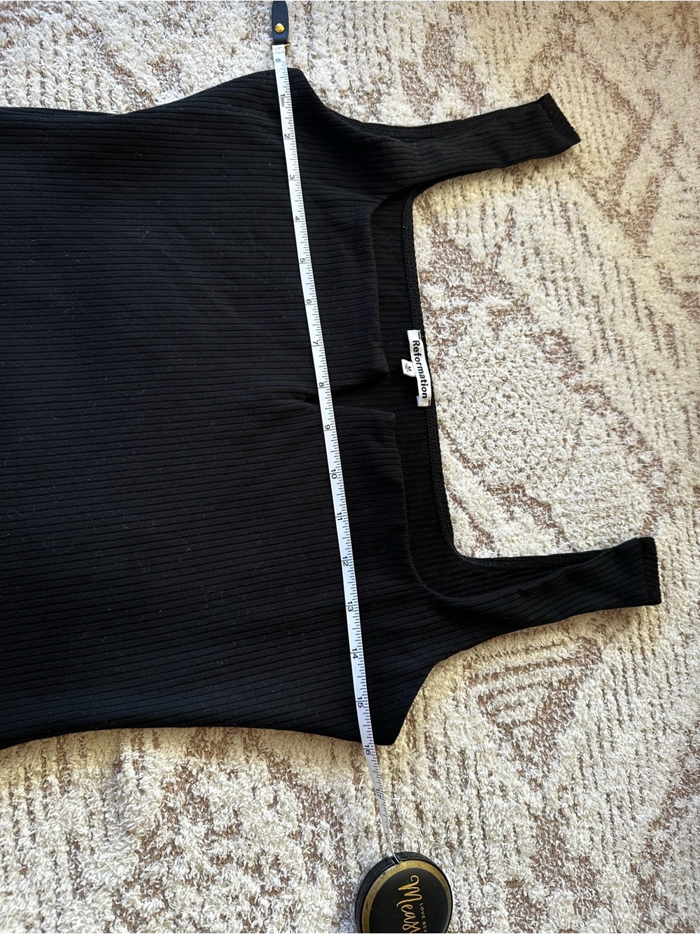 Reformation Black Ribbed Sculpting Tank Top Medium Double Layer Hourglass - Picture 2 of 7